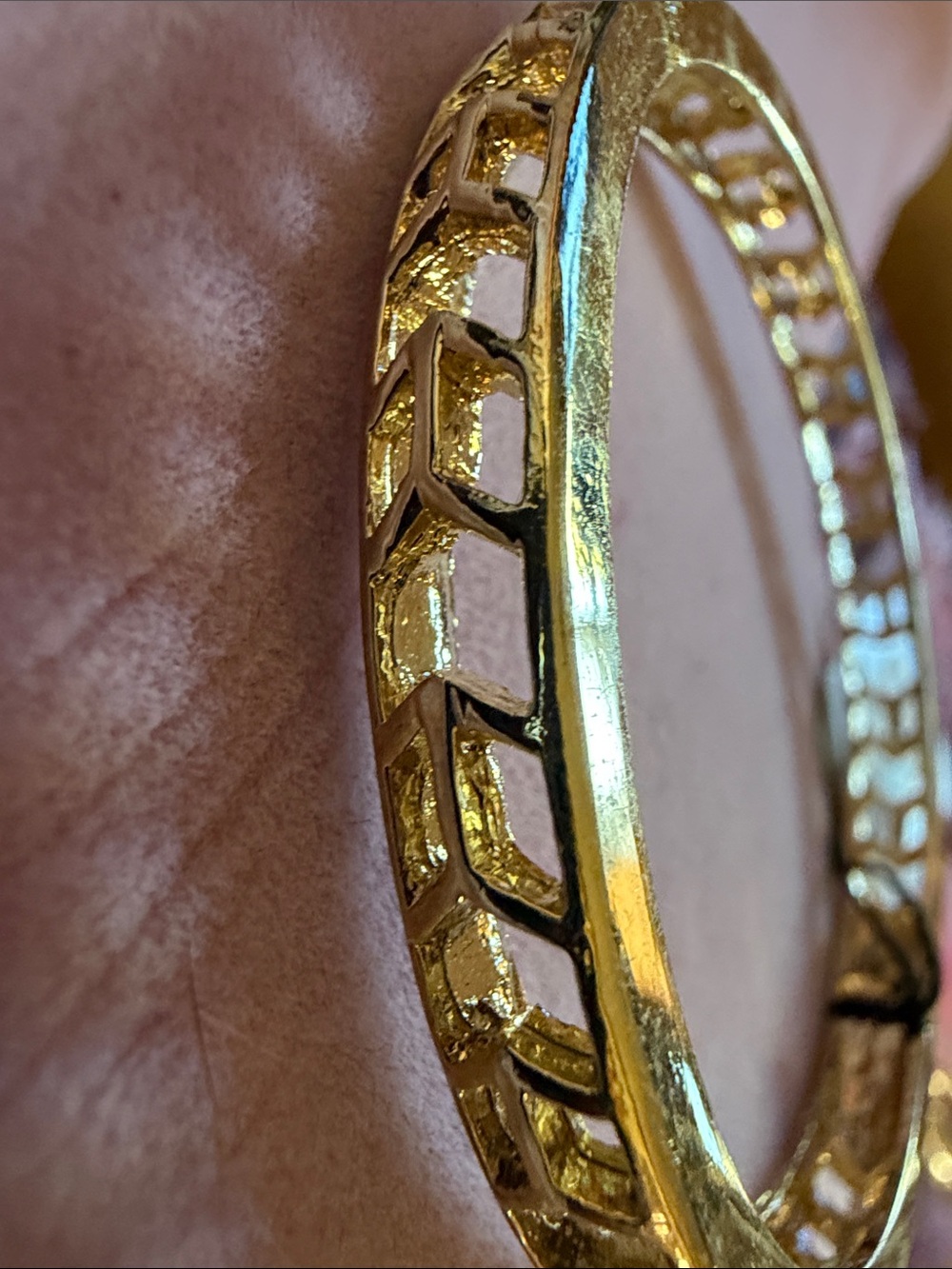Gold Tone Chevron Bracelet, 2.5” Dia., .25 Tall, (J0258)